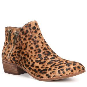 Gianni Bini Tinslea Leopard Print Haircalf 2-Zip Block Heel Booties 6.5 NWT